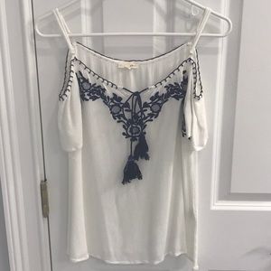 cold-shoulder spaghetti strap blouse